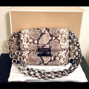 Michael Kors Snake Embossed Leather Shoulder Bag
